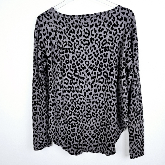 Lucky Brand Leopard Print Thermal Frayed Shirt - Picture 2 of 10